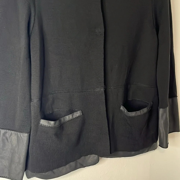 Annette Gortz Black 100% Merino Wool Snap Button Up Blazer Jacket Sz M - Picture 3 of 10